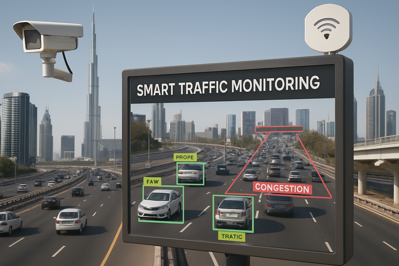 Smart traffic monitoring technology in Dubai