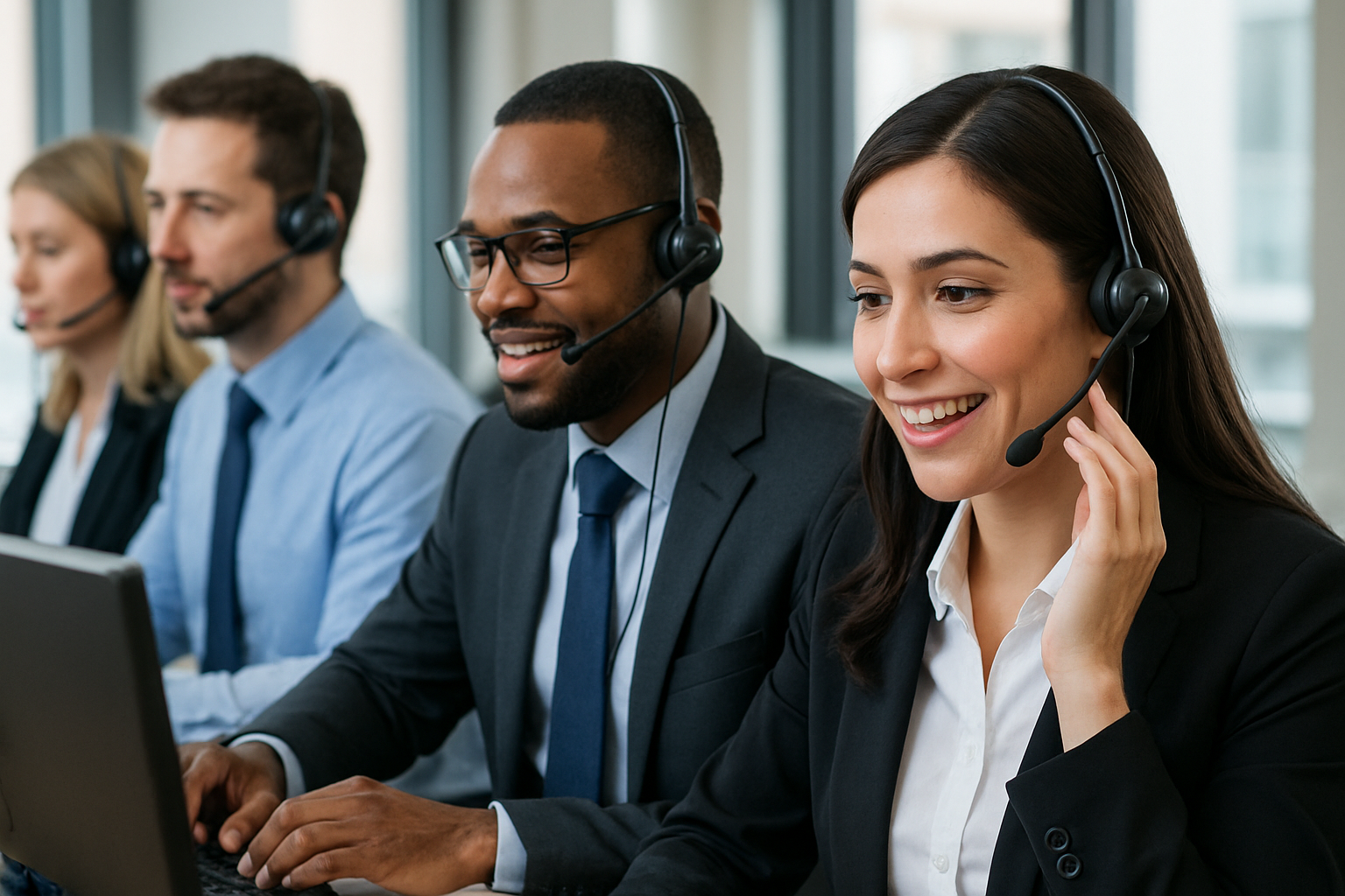 Professional support team assisting customers